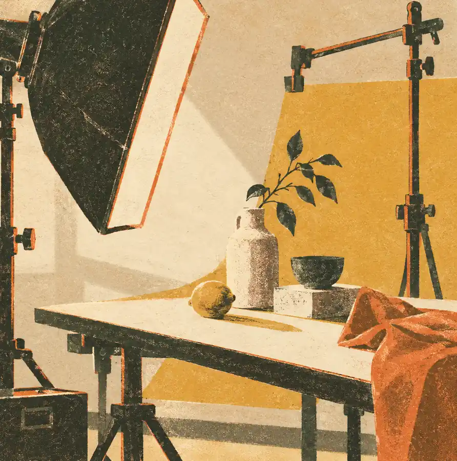 Illustration of photography businesses equipment and workspace