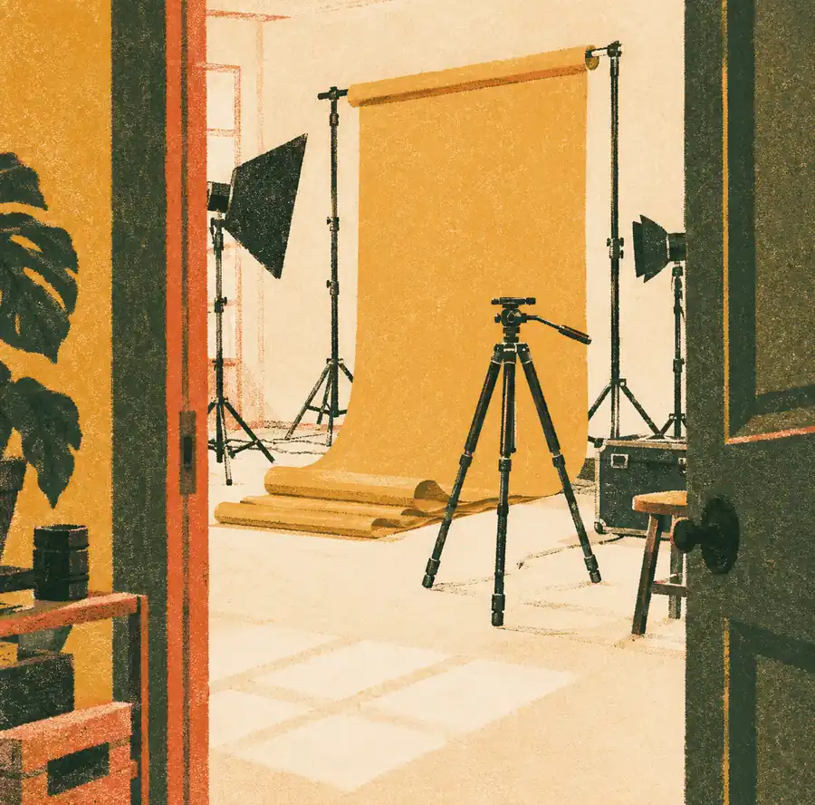Illustration of photography businesses equipment and workspace